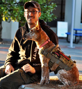 Veteran Jake and ForceK9.com MOLLE K9 Vest Customer Shotgun